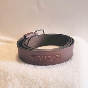 Polo Ralph Lauren Brown Leather Casual Dress Belt Saddle Patch Logo 42/105